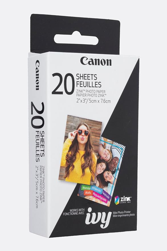 Canon Photo Paper, 20 Sheets | ZINK Technology | Sticker Paper | Pack of 2