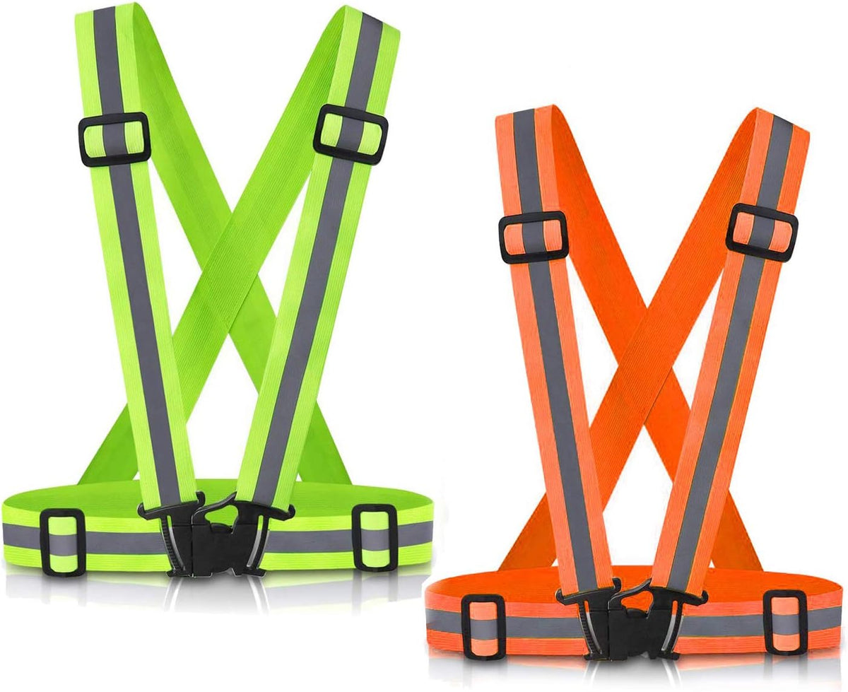 Reflective Vest by High Visible Safety - 2-Pack Adjustable Running Gear for Men, Women & Kids