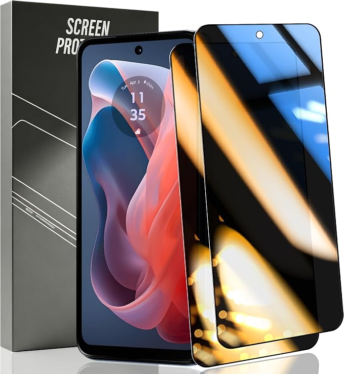2 Pack Privacy Tempered Glass for Motorola Moto G Play 2024 Screen Protector