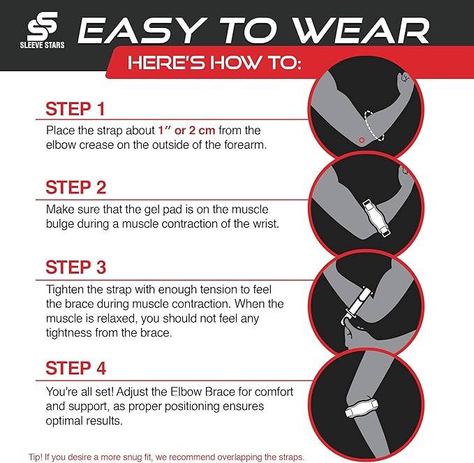 Sleeve Stars Tennis Elbow Brace for Women - Adjustable Tennis Elbow Strap, Golfers Elbow Brace for Men, Counterforce Brace for Tendonitis Relief, Fits 9"-23" (Pair/Dark Purple)