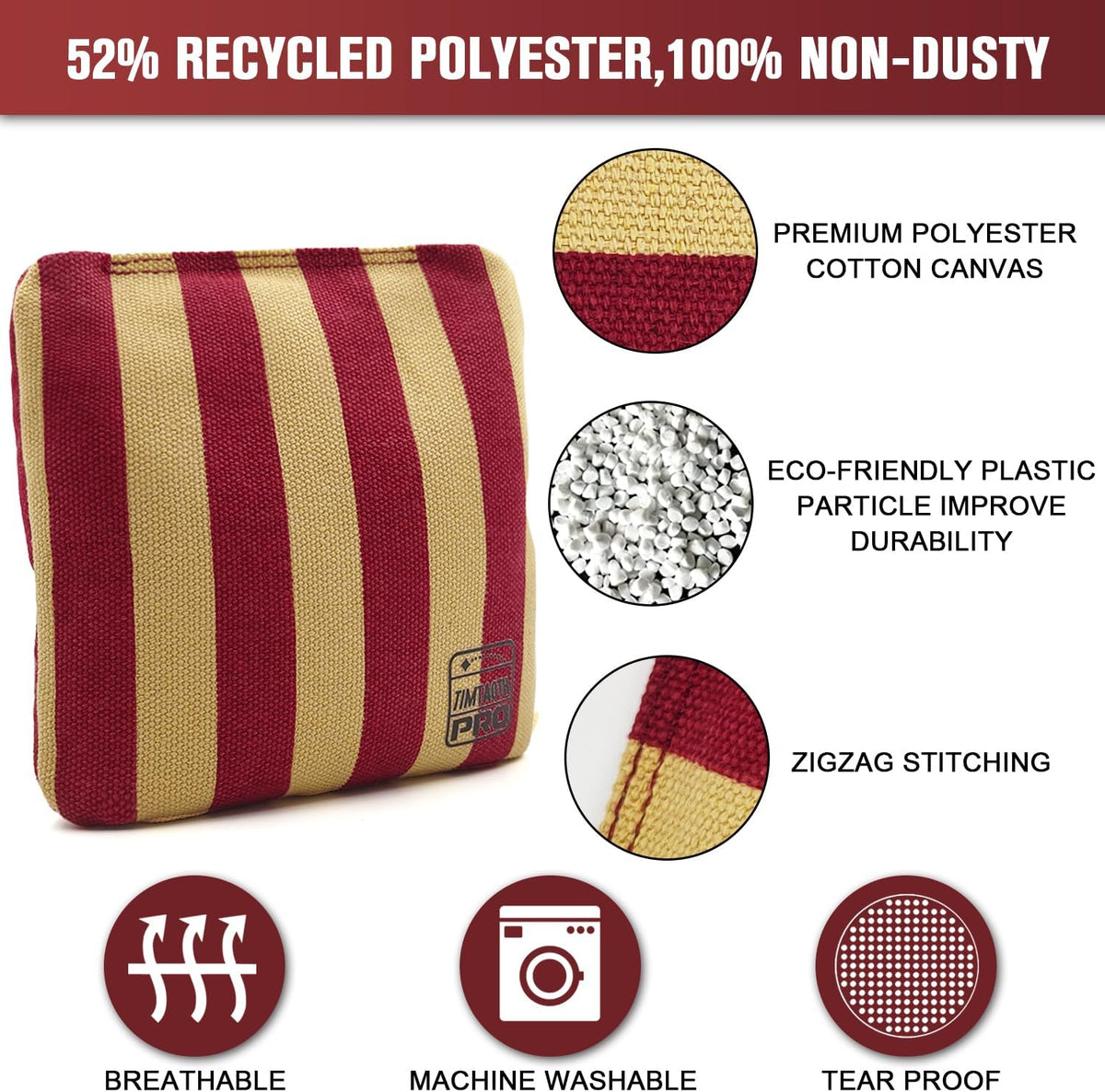 Professional Cornhole Bags Set of 8 - Dual Sided Slick and Stick Design for Regulation Play