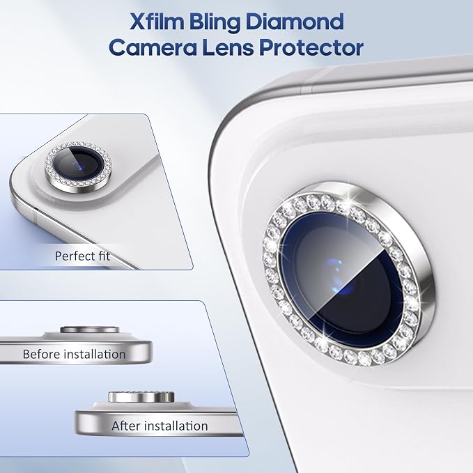 for iPhone 17 Air Camera Lens Protector Bling, Individual Diamond Metal Ring