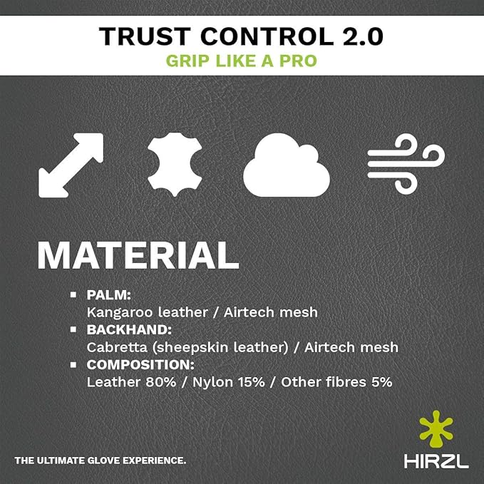 HIRZL Trust Control 2.0 Golf Glove, All Weather Mens Golf Glove, White/Black, Kangaroo Leather Palm, Cabretta Leather Backhand, Trusted by Pro’s, Sweat Free, Ultimate Grip