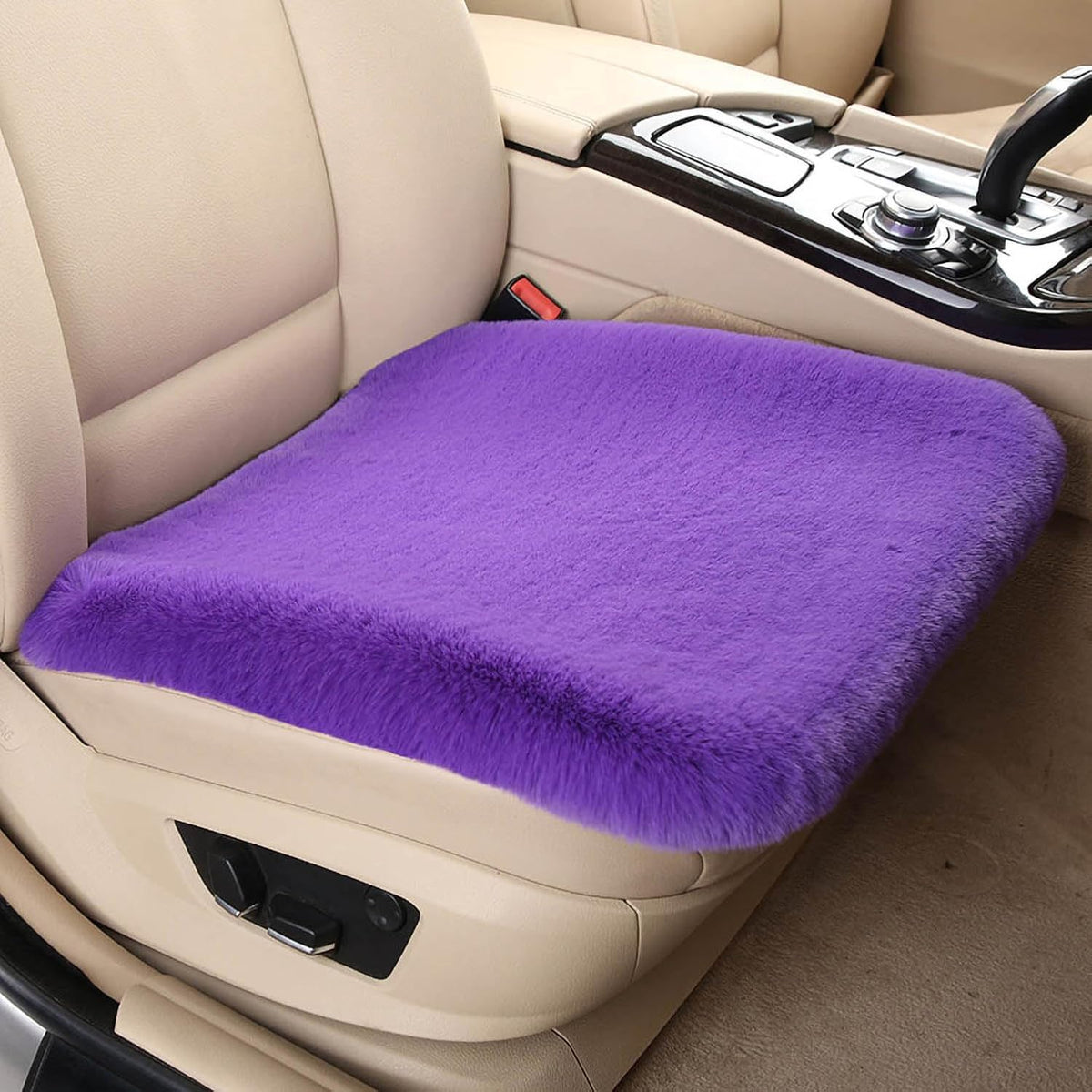 Winter Soft Warm Faux Rabbit Fur car seat Cushion,Universal fit Plush Front and Back Fuzzy car seat Pads Cushion Cover Protector - 1pcs (Back seat 1pcs,Gray)