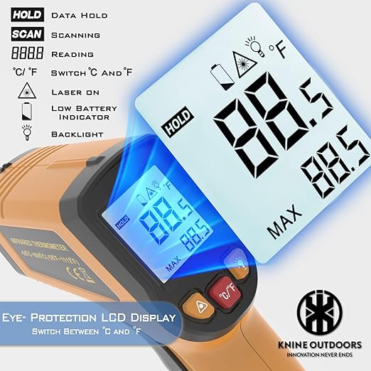 KNINE OUTDOORS Infrared Thermometer Laser Temperature Gun, -58℉ to 1112℉