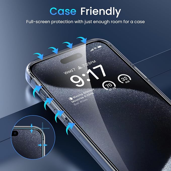 Fotbor [3+3 Pack for iPhone 15 Pro Max Screen Protector