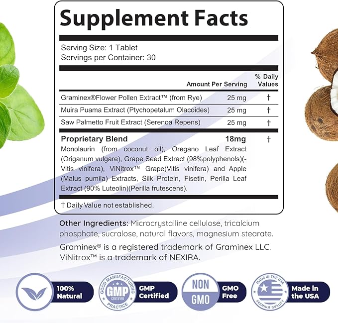 FlowForceMax Herbal Support Supplement - Natural Plant-Based Formula with Saw Palmetto Extract | 30 Chewable Tablets, 1 Month Supply, Made in USA