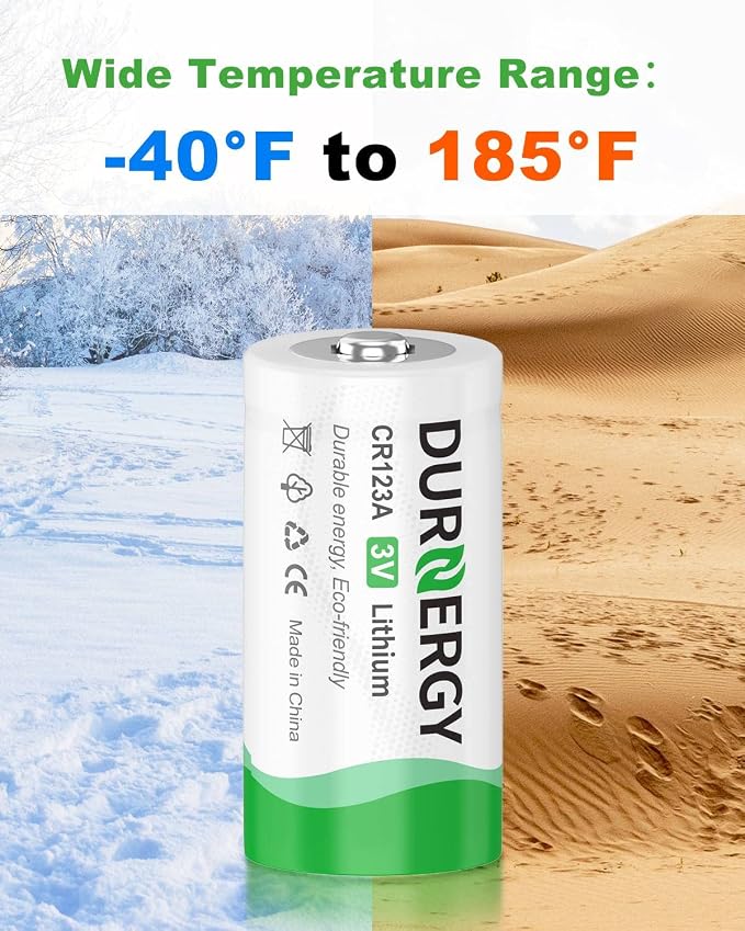 DURNERGY CR123A Lithium Batteries 16 Pack 3 Volt 123A Battery