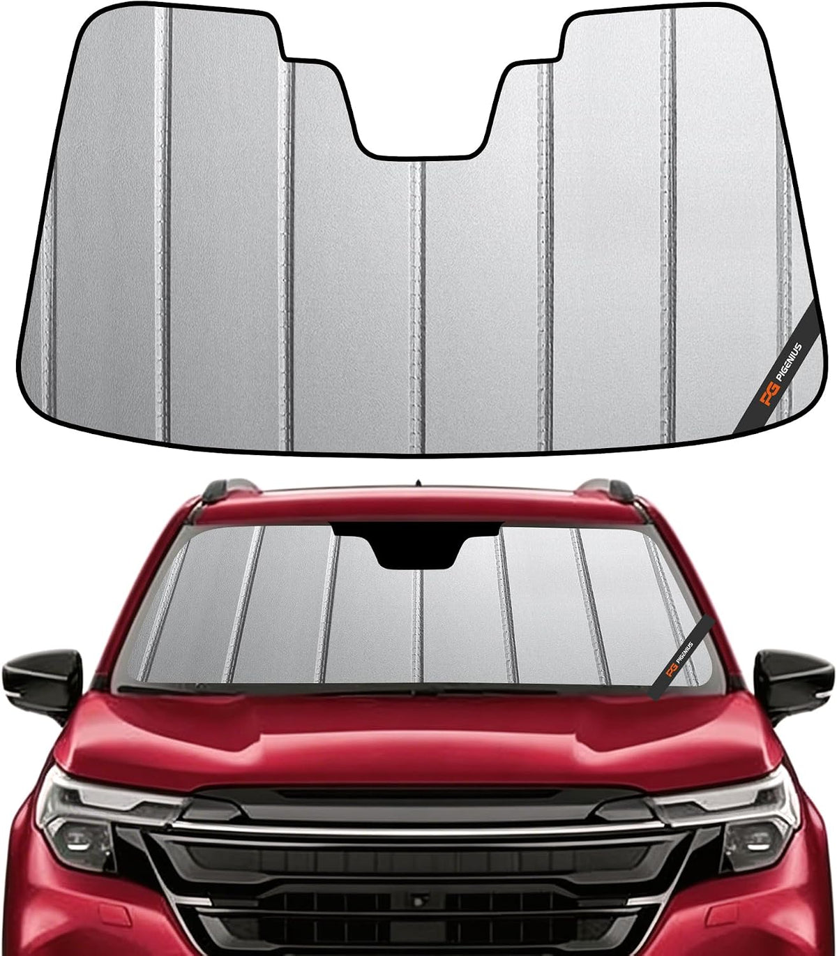 Pigenius Windshield Sunshade for Subaru Forester 2019-2021 Eyesight, Premium Grey Leather Finish
