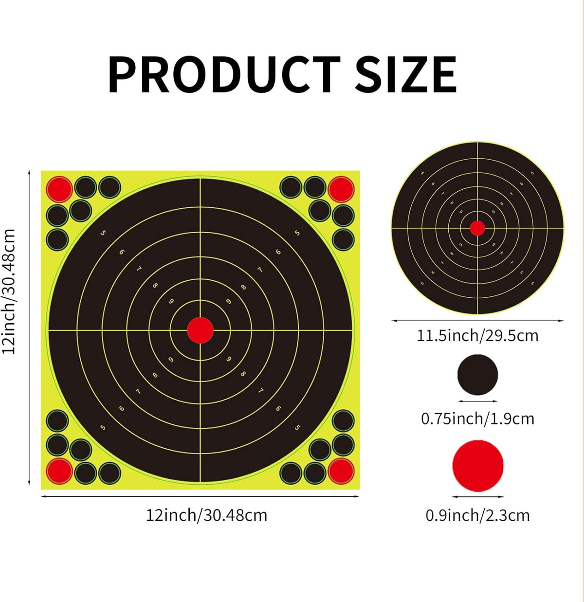 Reactive Fluorescent Shooting Targets by Splatter Targets - 12x12” Adhesive Stickers with Repair Patches for Range Training