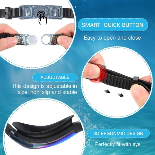 Flutesan Swim Goggles - 6 Pack Anti-Fog Adult Swimming Glasses with Ear Plugs & Nose Clip | Leak-Proof Design