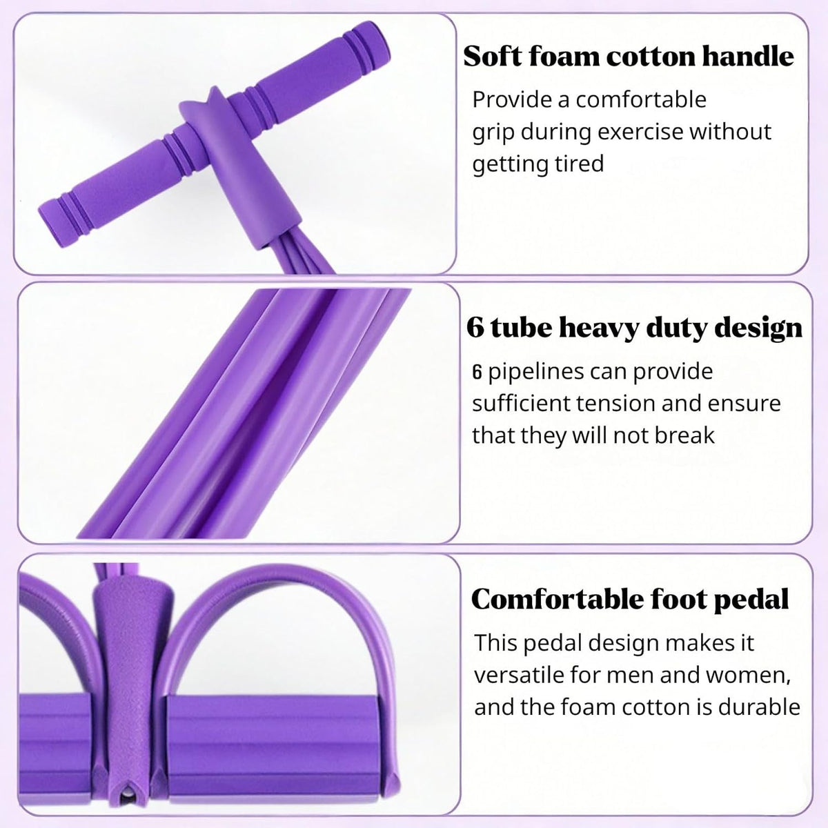 Pedal Resistance Bands - Multifunction Fitness Training with 6-Tube Manual Tension | Natural Rubber for Strength & Slimming