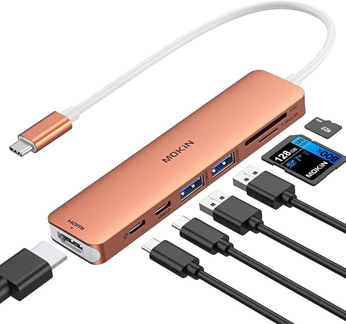 USB C Hub HDMI Adapter for MacBook Pro/Air, MOKiN 7 in 1 USB C Dongle