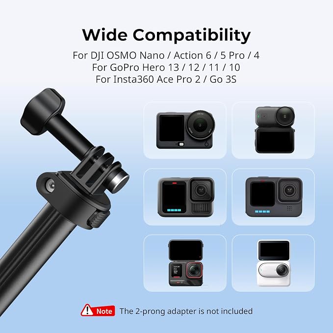 SmallRig 2-in-1 Selfie Stick Tripod, 7.1-20.5in Extendable, Support Horizontal