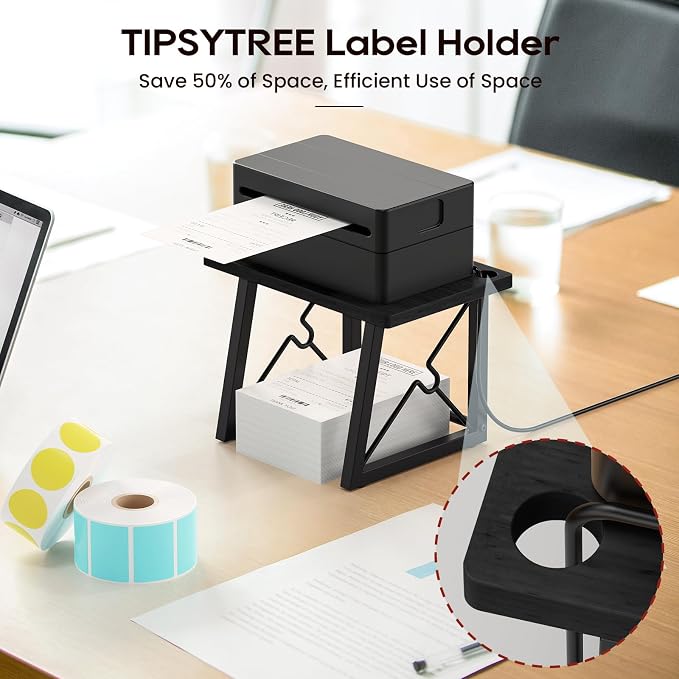 Label Holder for Rolls and Fan-fold Labels, Wooden Label Stand for Shipping