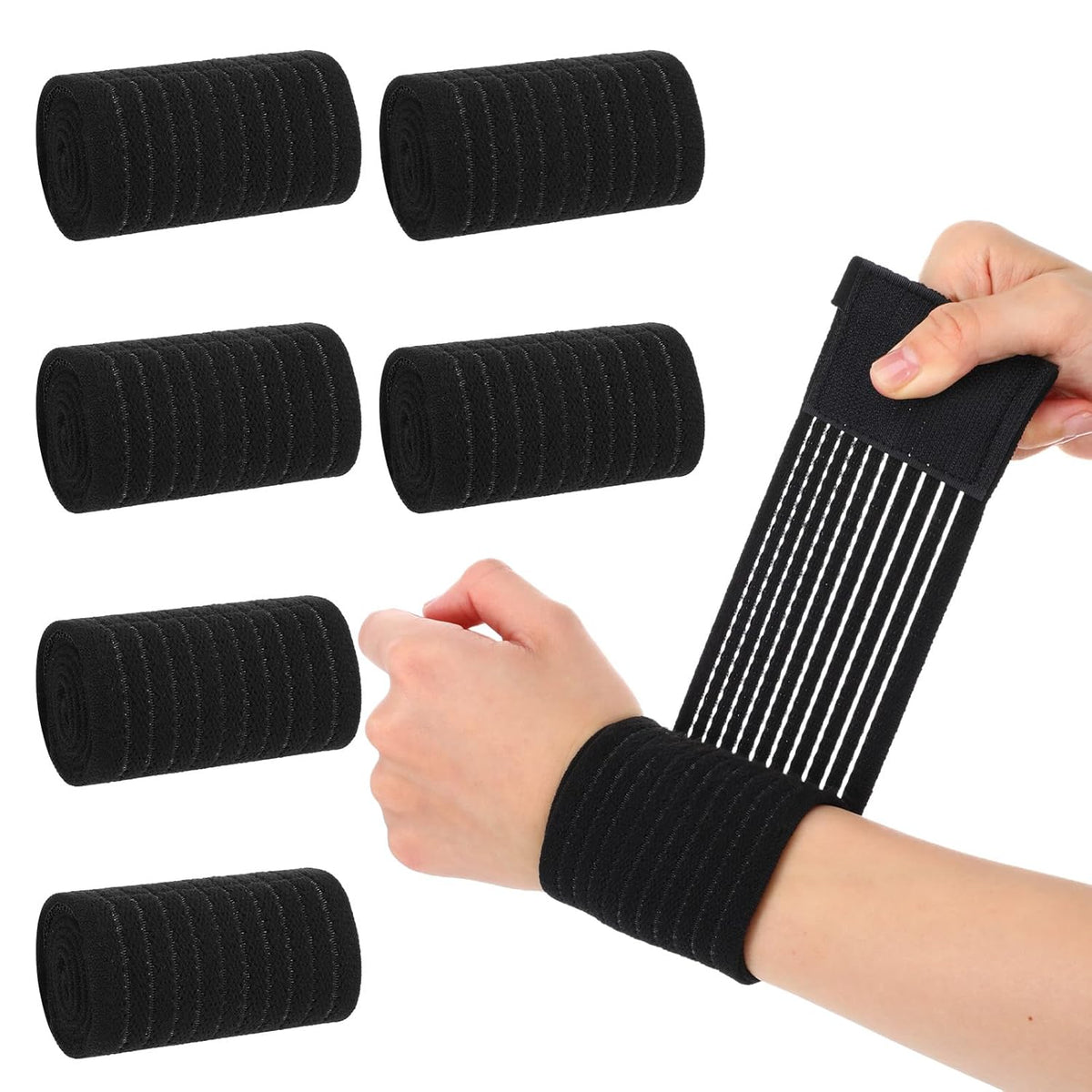 Skiennix High-Elastic Wrist Support Straps - Breathable Compression Wraps for Carpal Tunnel & Arthritis | 6 Pcs