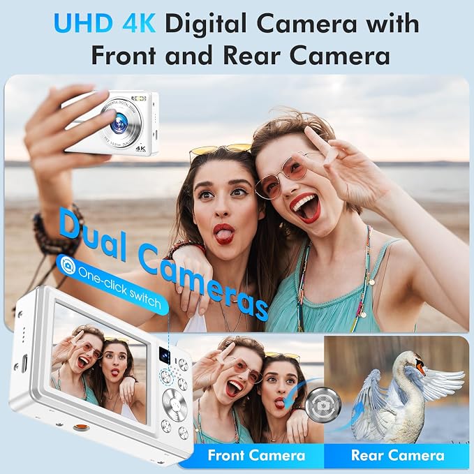 4K Digital Camera, 64MP Autofocus Vlogging Camera