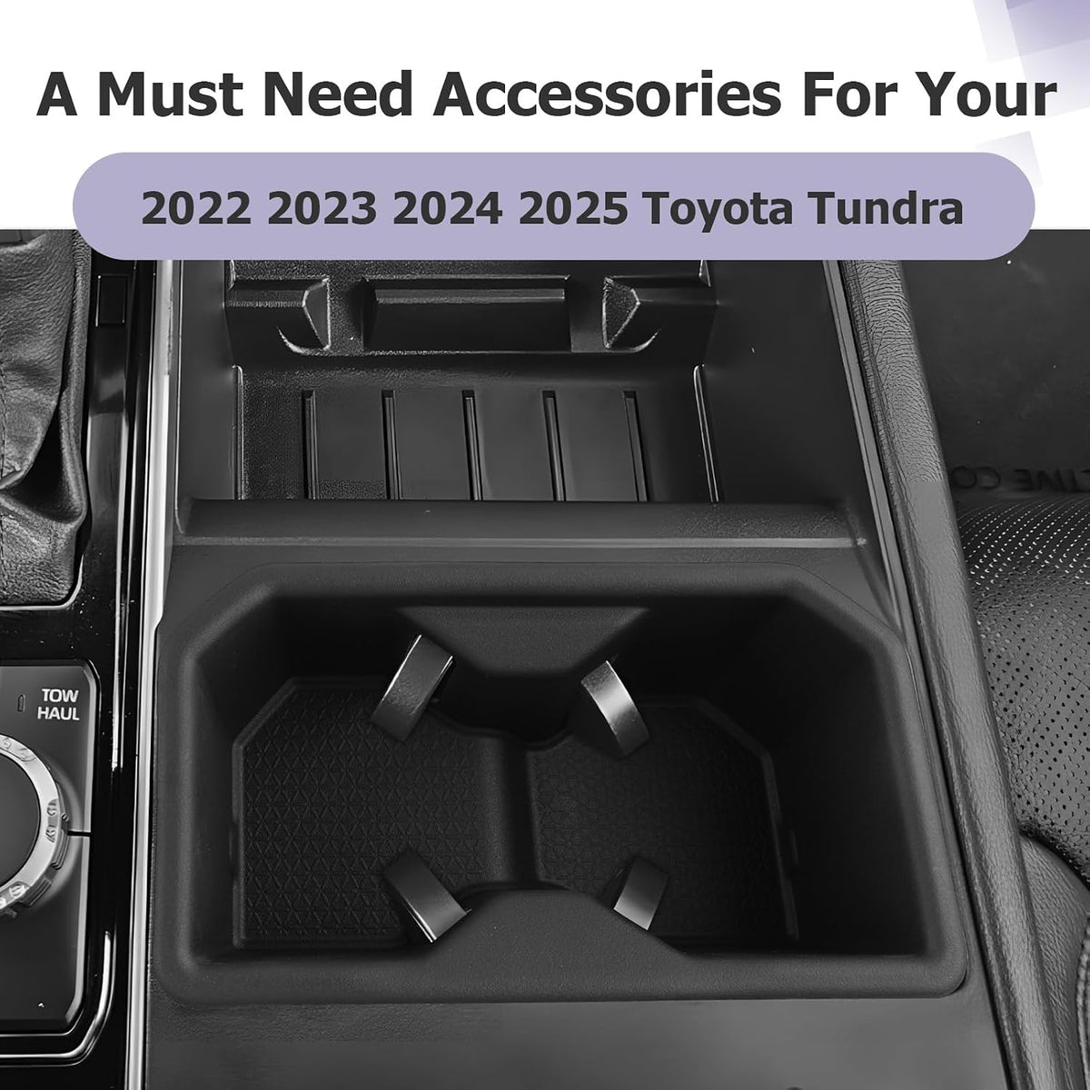 LUWU Center Console Cup Holder Compatible with 2022 2023 2024 2025 2026 2027 Toyota Tundra Accessories Center Console TPE Cup Holder Insert Tundra 2027 Accessories