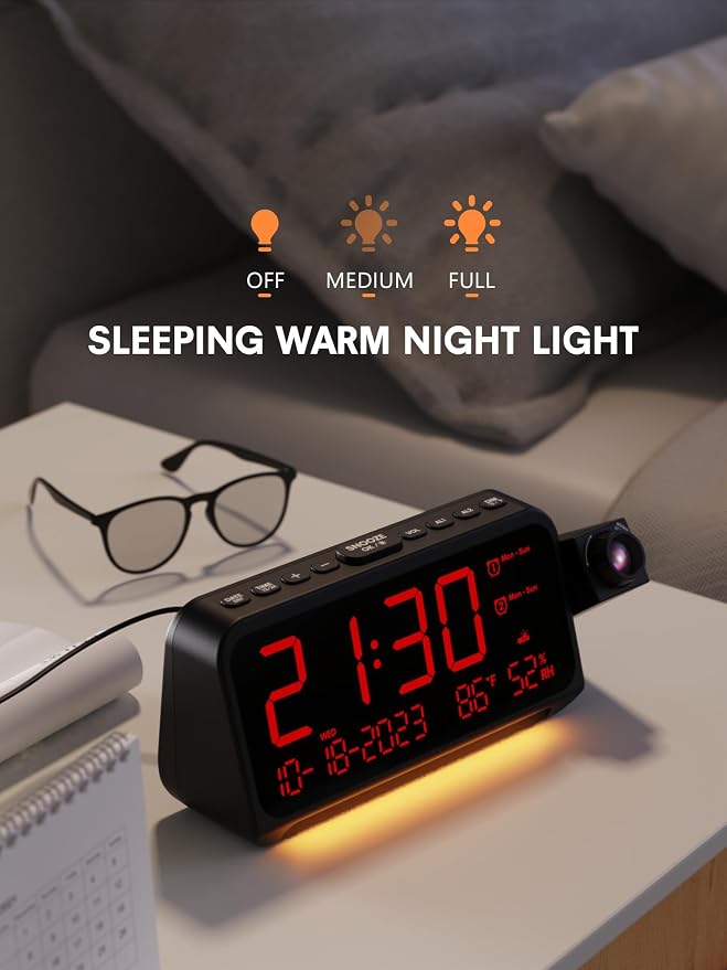 Projection Alarm Clock for Bedroom Ceiling, Digital Clock Projector