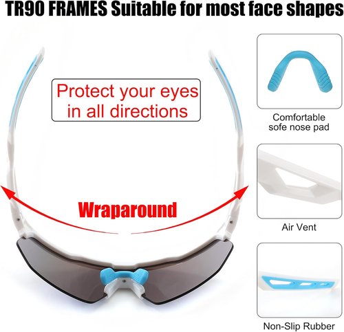 FEISEDY Sports Sunglasses - UV400 Protection Cycling Glasses for Men & Women | Ideal for Baseball, Fishing, Golf