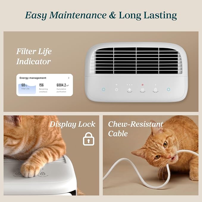 LEVOIT Smart Air Purifier for Home Pets Large Room Vital Pet White | Washable Pre-filter, Dual Sensors for Floating Pet Hair & Allergens, High-Carbon Filter for Dander & Odor, Smart APP Control