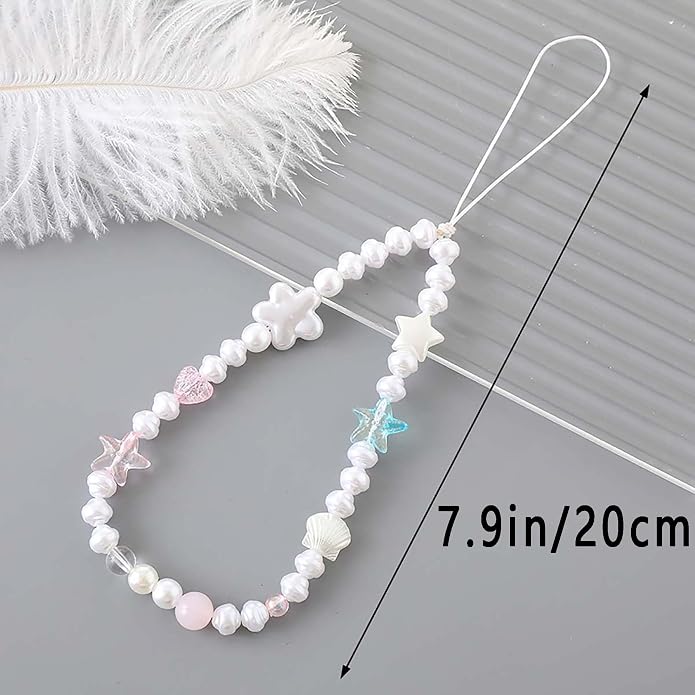 Beaded Phone Charm Lanyard Strap Girly Style Fixed Beads Pearl Lanyards