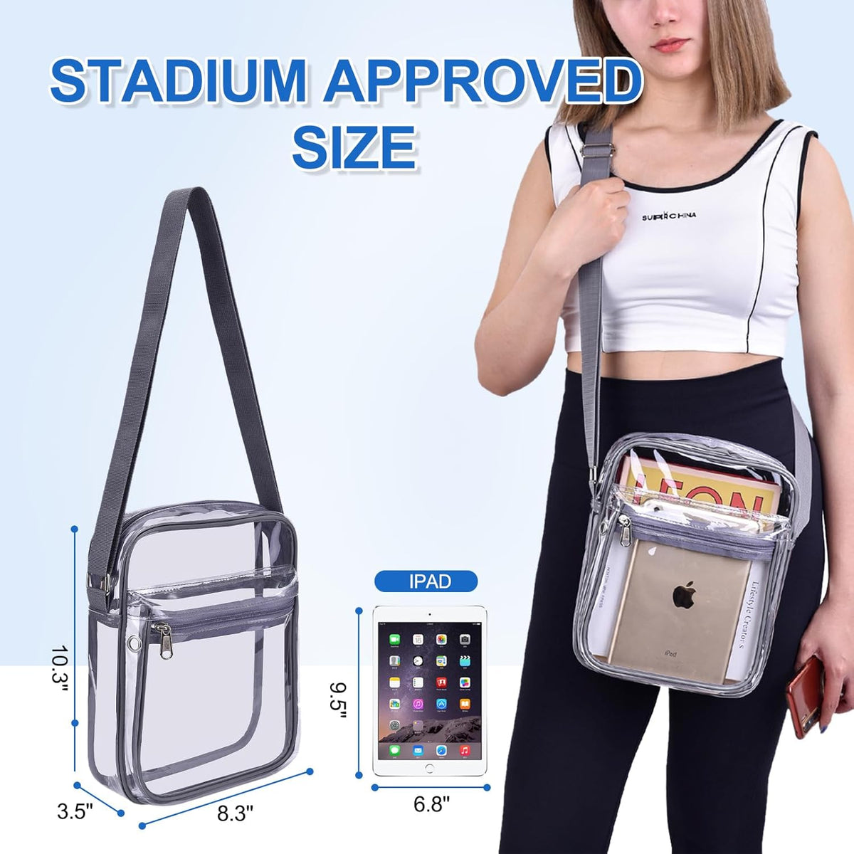 USPECLARE Clear Purse - Stadium-Approved Messenger Bag for Men & Women | Durable & Stylish