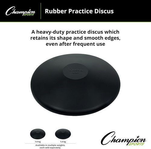 Champion Sports Discus - Durable Rubber, Plastic, or Wood Options | Multiple Weights for Track & Field Training