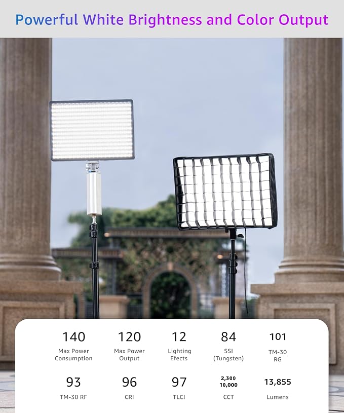 amaran Pano 120c Kit RGB LED Video Light, 120w Full Color Panel Light, Compact