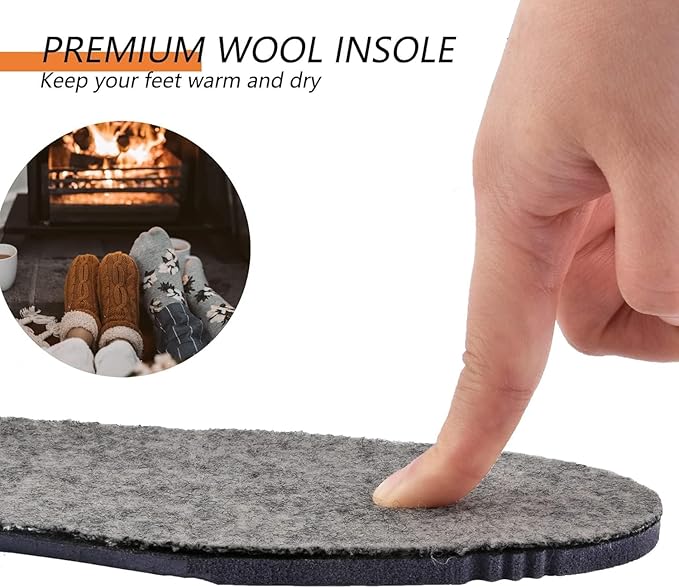 Thick Merino Wool Insoles for Women Fur Fleece Shoes Inserts Memory Foam Cushion Comfort Warm Sheepskin Insoles for Winter Snow Boots Slippers Grey 36EU,US5