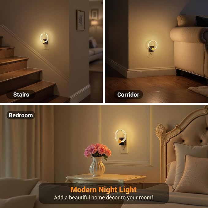 JandCase Night Light, Night Lights Plug into Wall, 2 Pack Dimmable Nightlight