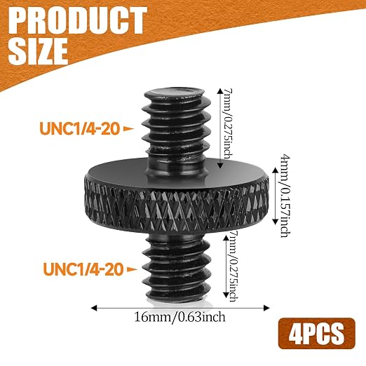 1/4" Male to 1/4" Male Tripod Screw, Double Head Converter Precision Made