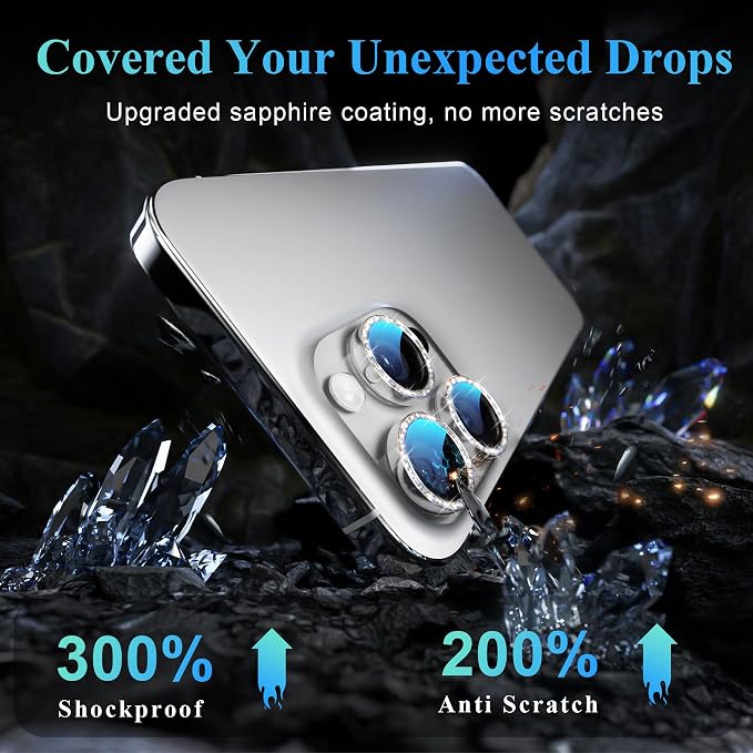 YWXTW Designed for iPhone 16 Pro/iPhone 16 Pro Max Camera Lens Protector Bling