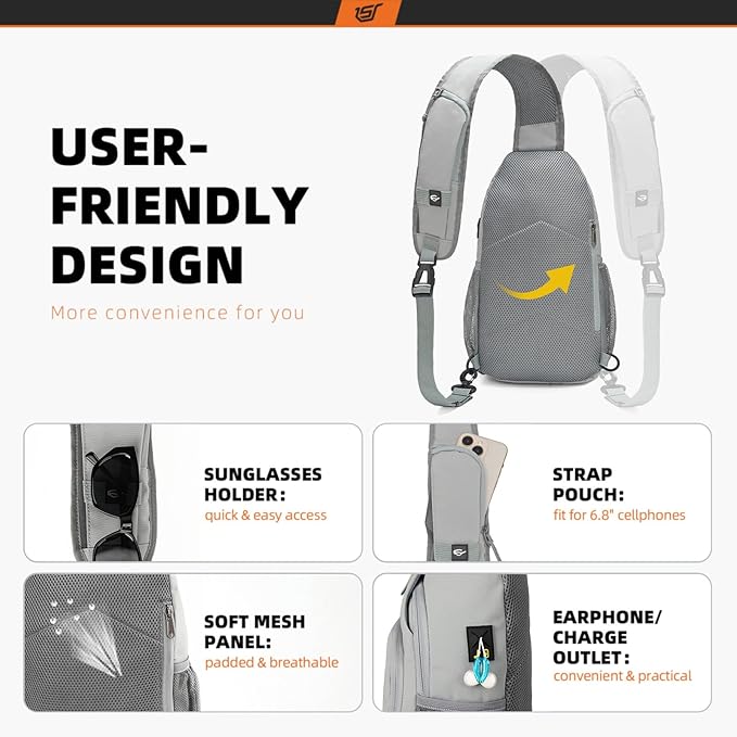 SKYSPER Sling Bag RFID Crossbody Sling Backpack Cross Body Shoulder Bag Travel