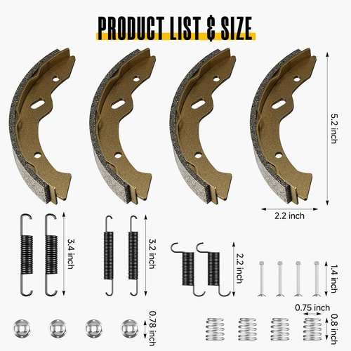 Golf Cart Brake Shoes Pads & Spring Kit for EZGO TXT/Medalist 1997-2008, Workhorse 800 Gas 1997-2012, ST350 Gas 2000-2012, Yamaha 1995-2002 G14/G16/G19 Electric/G20 Gas, OEM 27943G01 27944G01 70795G01