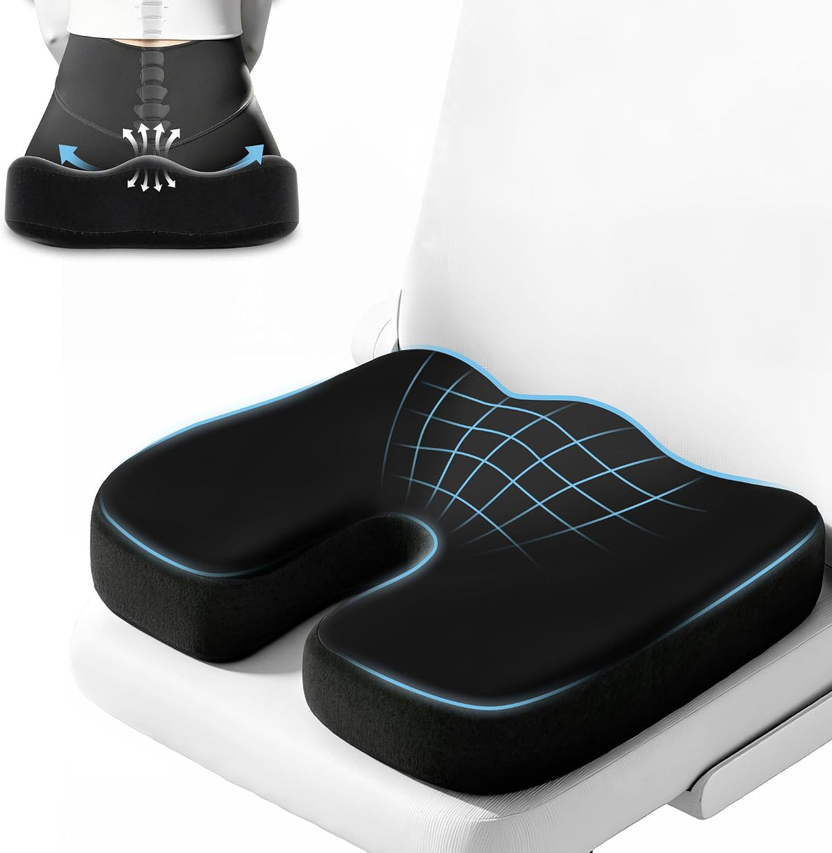Memory Foam Seat Cushion for Office,Ergonomic Firm Support for Long Sitting