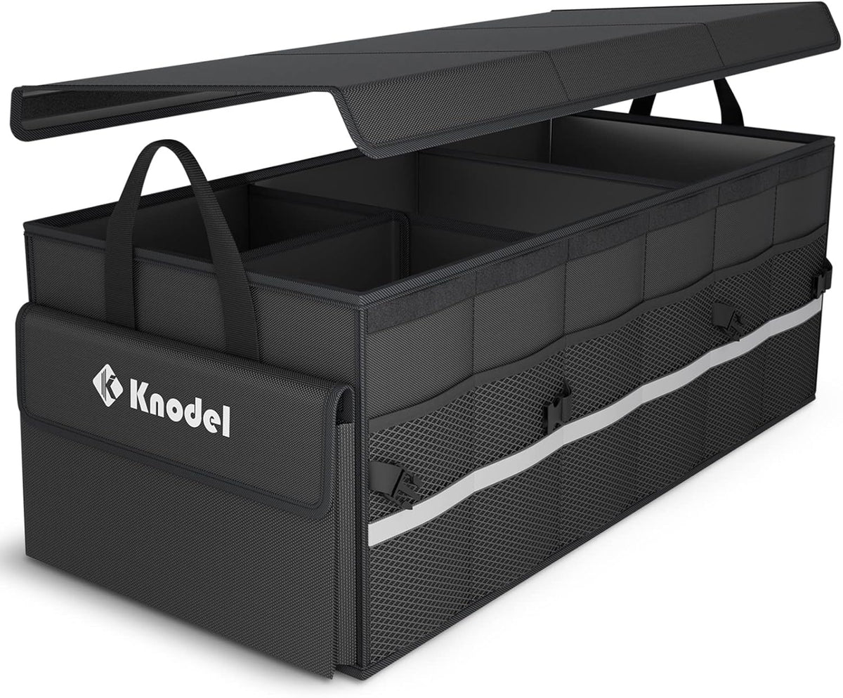 K KNODEL Trunk Organizer with Lid for Car, SUV, and Truck (Large, Black)