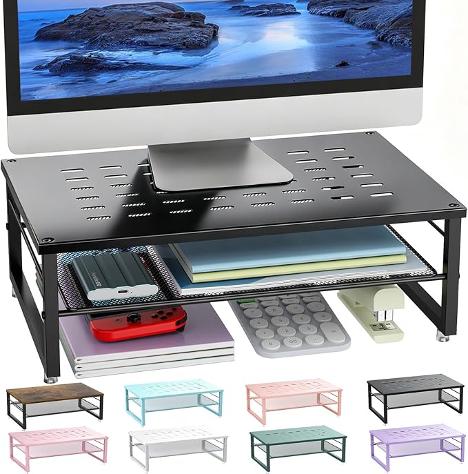 gianotter Desk Organizers and Accessories, 2-Tier Metal Monitor Stand Riser