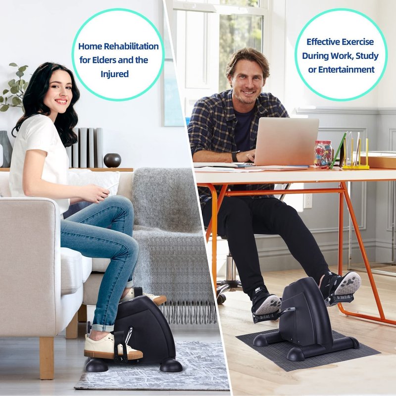 Under Desk Bike Pedal Exerciser, Mini Exercise Bike Portable Peddler Sitting for Seniors with LCD Display Sportneer Foot Cycle Arm & Leg Bike Pedals Exerciser with Anti-Skid Mat for Home Office