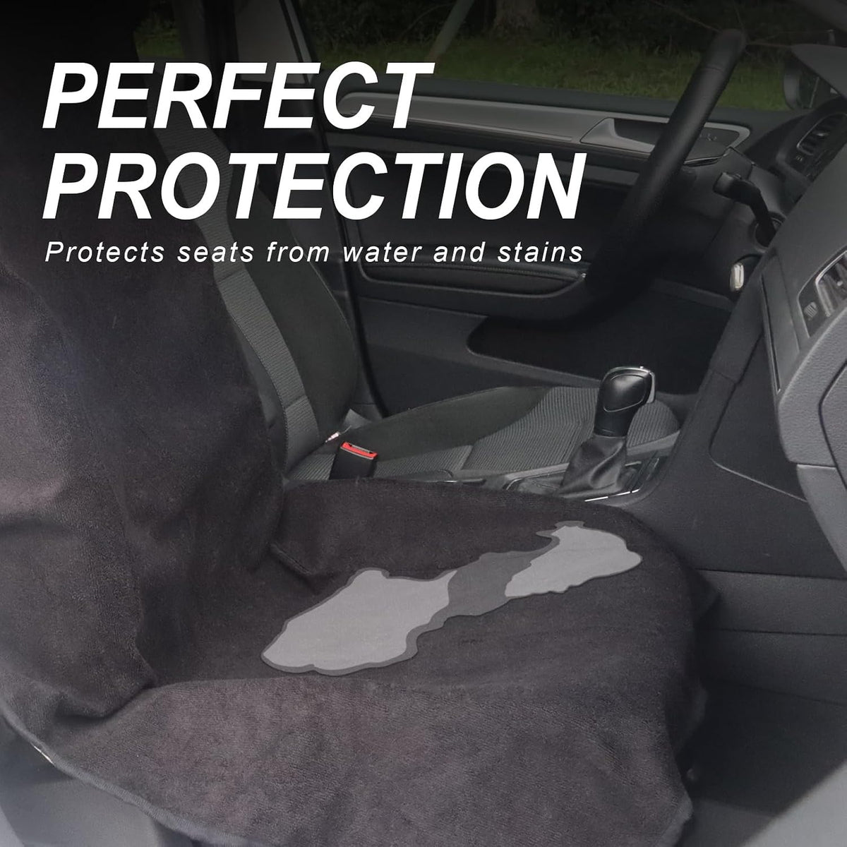 Sweat Towel Car Seat Cover Protector Front Seats for Gym Workout, Running, Swimming, Beach and Hiking, Waterproof Universal Seat Cover for Car, Truck, Van & SUV (Black, 1pcs Front Seat)