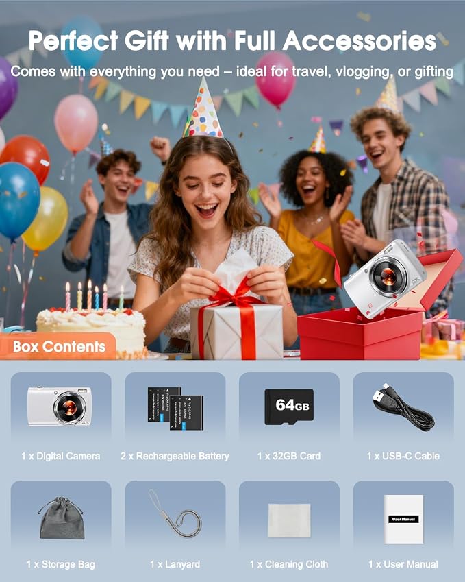 8K Digital Camera for Photography, 88MP WiFi Vlogging Camera for YouTube