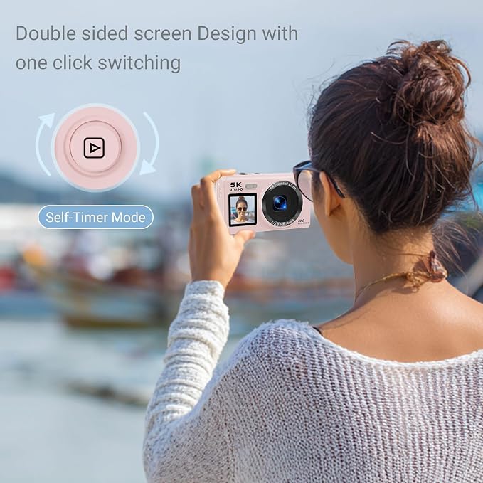 5K Digital Camera for Photography, 80MP Dual Screen Vlogging Camera for YouTube