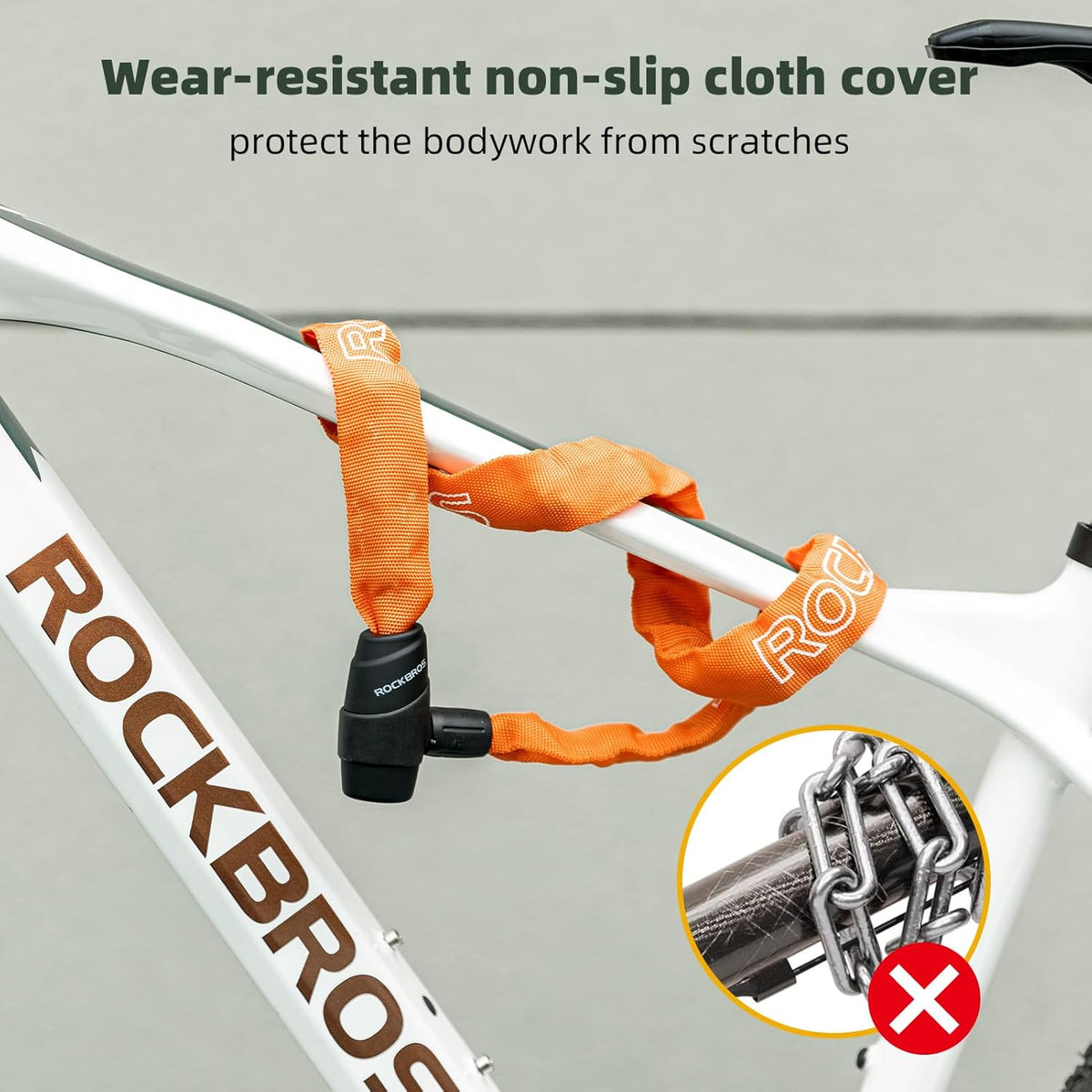 ROCKBROS Heavy-Duty Bike Chain Lock - 3 Ft Long, 5mm Thick, Cut-Proof Security with Key Set