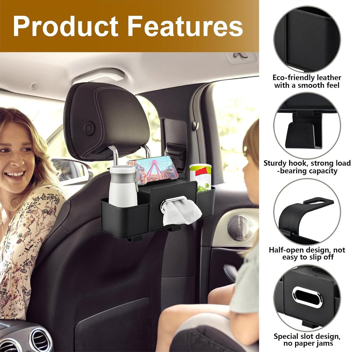 Back Seat Car Organizer, 4-in-1 Multifunctional with Extra Large Capacity