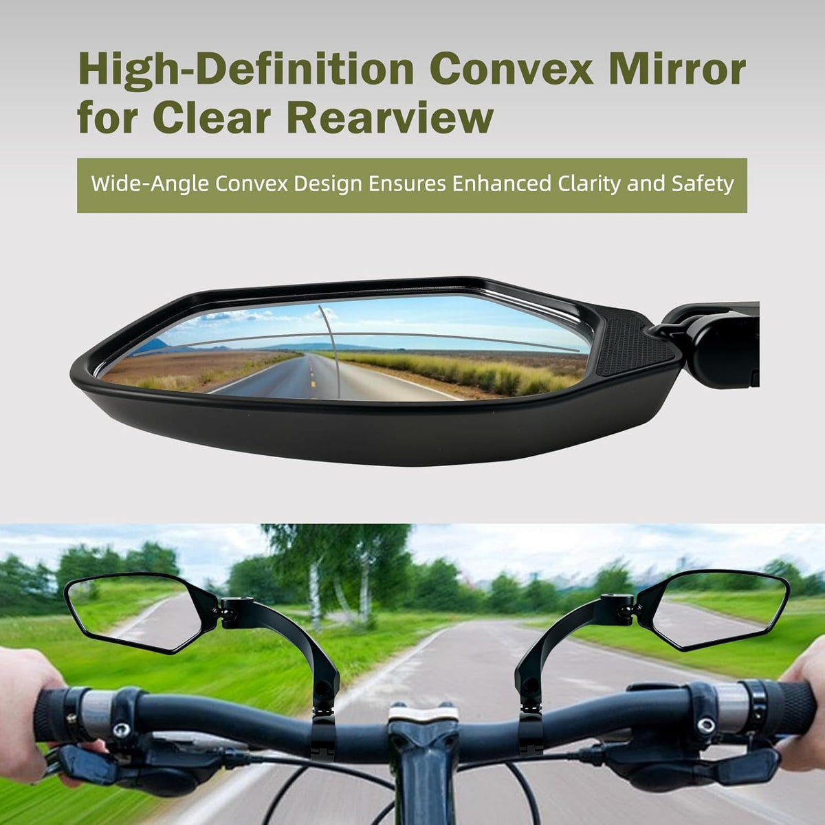 Skiennix Adjustable Bike Mirrors - HD Shatterproof, 360° Rotatable, Universal Fit for MTB & E-Bikes | Left & Right Pair