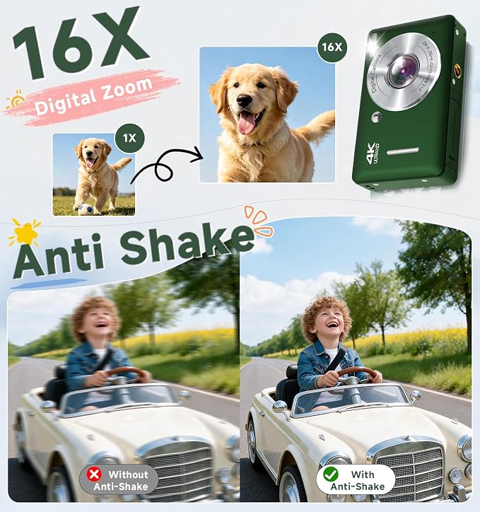 Digital Camera, 44MP FHD 1080P Point and Shoot Digital Camera
