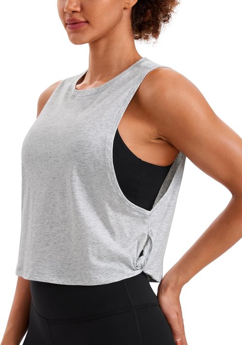 CRZ YOGA Pima Cotton Tank Top for Women - Loose Fit Sleeveless Athletic Shirt | Ideal for Yoga & Gym