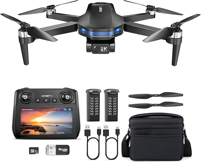 GPS Drone with EIS 2K Camera for Adults, 7.22 inch Screen on Remote Controller