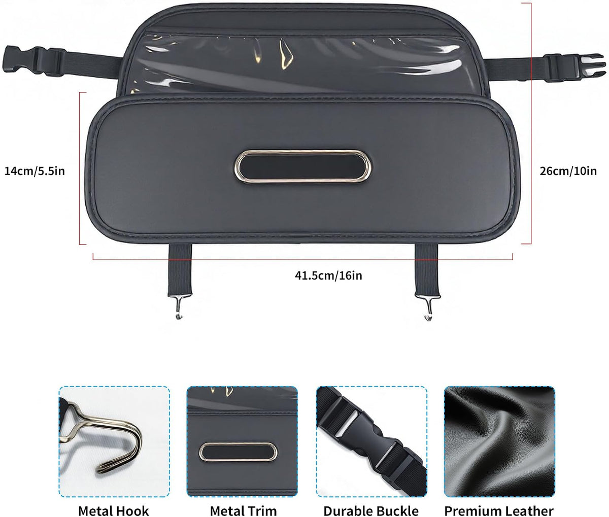 Back Seat Car Organizer with Cup Holder Tissue Box Kleenex Holder