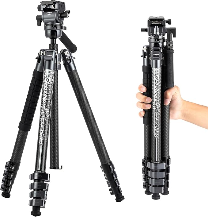 Fotopro Carbon Fiber Tripod 65 Inch Travel Tripod